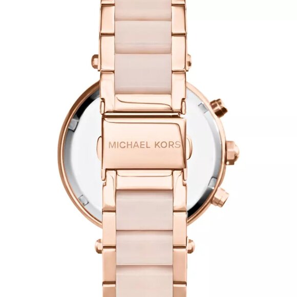 Michael Kors Women's Chronograph Parker Blush and Rose Gold-Tone Stainless Steel - Picture 3 of 10